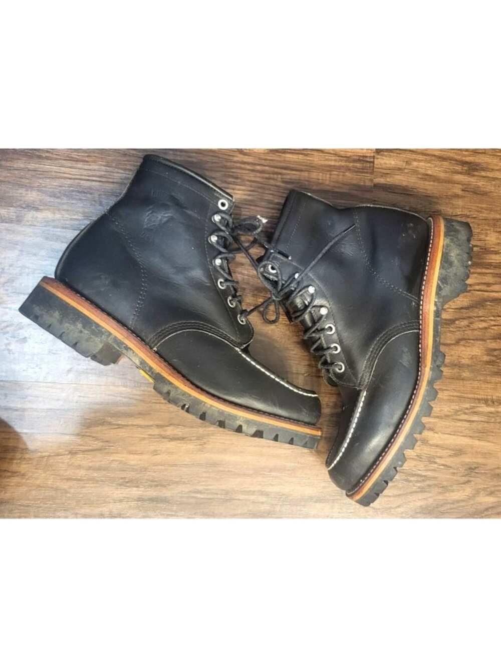 Mens Chippewa 27000 Black 6” Moc Toe Vibram Sole Ankle Work Boots Casual 8.5